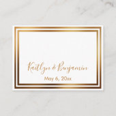 RSVPオンラインシンプル金ゴールドエレガントと白色 エンクロージャーカード (裏面)