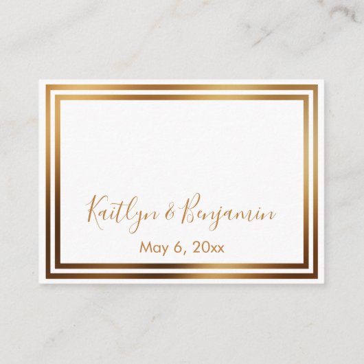 RSVPオンラインシンプル金ゴールドエレガントと白色 エンクロージャーカード (裏面)