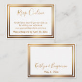RSVPオンラインシンプル金ゴールドエレガントと白色 エンクロージャーカード (正面/裏面)