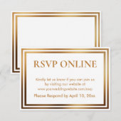 RSVPオンラインシンプル金ゴールドエレガントトーンと白 エンクロージャーカード (正面/裏面)