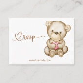 RSVPオンラインテディベアベビーベビーシャワー エンクロージャーカード (正面)