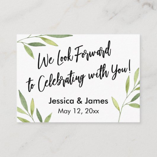 RSVPオンライン緑の葉の囲結婚いカード エンクロージャーカード (裏面)