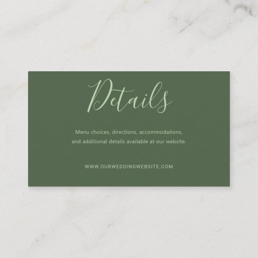 RSVPオンライン返信水色結婚の茶離れの エンクロージャーカード (裏面)