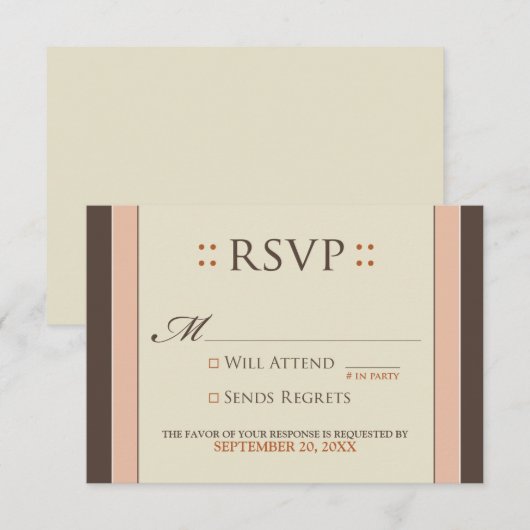 RSVPカエレガントード(ベビーピンク/チョコレート) 出欠カード (正面/裏面)