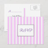RSVPカスタムピンクのストライプ葉書 インビテーションポストカード (正面/裏面)