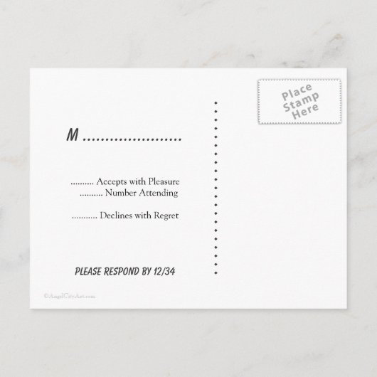 RSVPカスタム水玉模様はがき インビテーションポストカード (裏面)