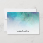 RSVPカラーカッコいいアクアブルーパープルホワイト 出欠カード (正面)