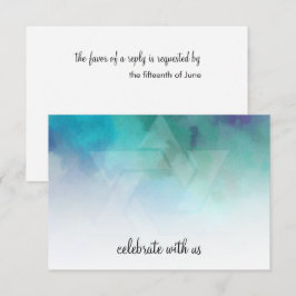 RSVPカラーカッコいいアクアブルーパープルホワイト 出欠カード