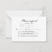 RSVPカーシンプルドのScripty Mr & Mrs. モダンScripty Mr. ノートカード (正面)