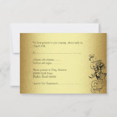 RSVPカードすべてのイベントのエレガントな金ゴールドの黒の花柄 出欠カード (裏面)