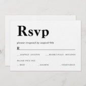 RSVPカードとはっきりした文字 招待状 (正面/裏面)