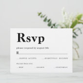 RSVPカードとはっきりした文字 招待状 (スタンド正面)