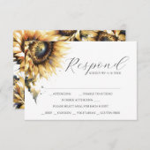 RSVPカードと食事の選択イエローサンフラワー 出欠カード (正面/裏面)