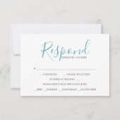 RSVPカードと食事の選択ターコイズ青 出欠カード (正面)