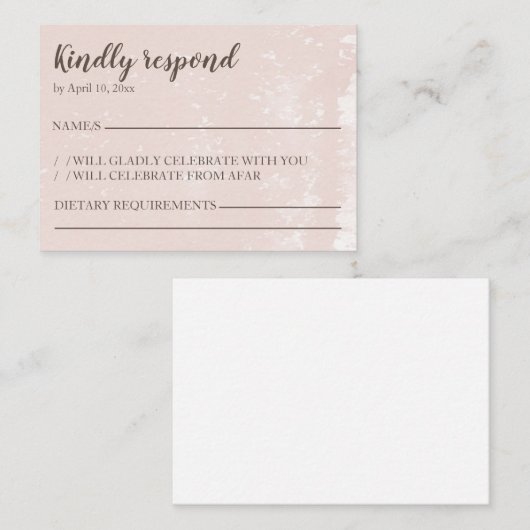 RSVPカードに応答するモダン赤面 エンクロージャーカード (正面/裏面)