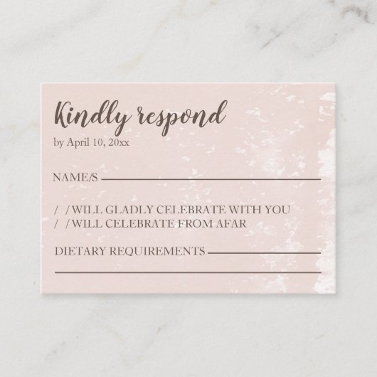 RSVPカードに応答するモダン赤面 エンクロージャーカード (正面)