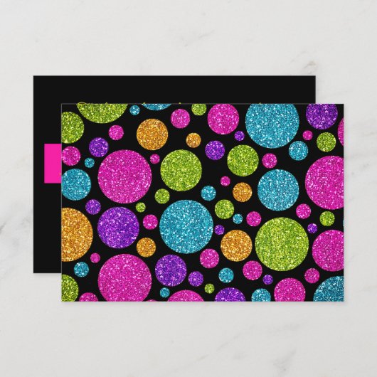 RSVPカードのカラフルキラキラしたドットが任意の色で点灯 出欠カード (正面/裏面)