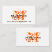 RSVPカードの結婚WebサイトOrange Chic Monogram エンクロージャーカード (正面/裏面)
