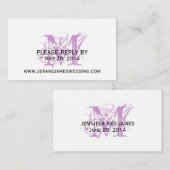 RSVPカードの結婚WebサイトPurple Chic Monogram エンクロージャーカード (正面/裏面)