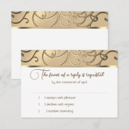 RSVPカードの金ゴールドフエレガントィリグリー 招待状