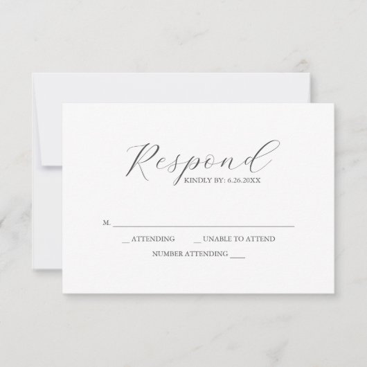 RSVPカードの青いパターン 出欠カード (正面)