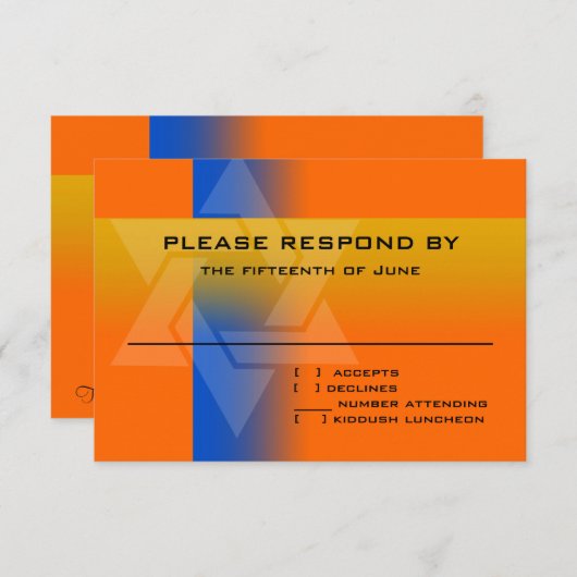 RSVPカードの青と黄色（任意の色） 出欠カード (正面/裏面)