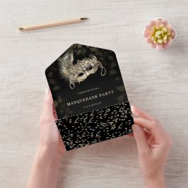 RSVPカードを使用したマスカレードパーティー オールインワン招待状