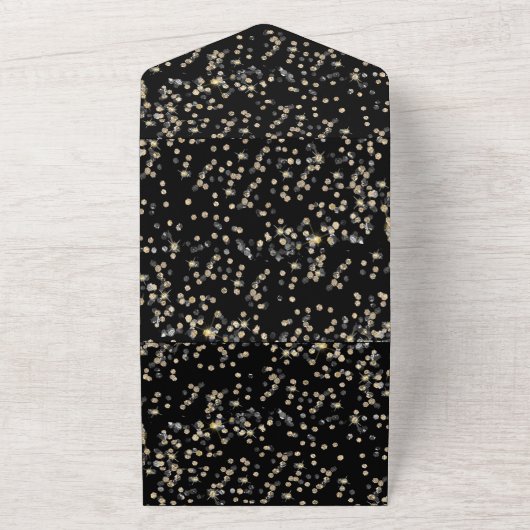 RSVPカードを使用したマスカレードパーティー オールインワン招待状 (外側)