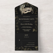 RSVPカードを使用したマスカレードパーティー オールインワン招待状 (内側)