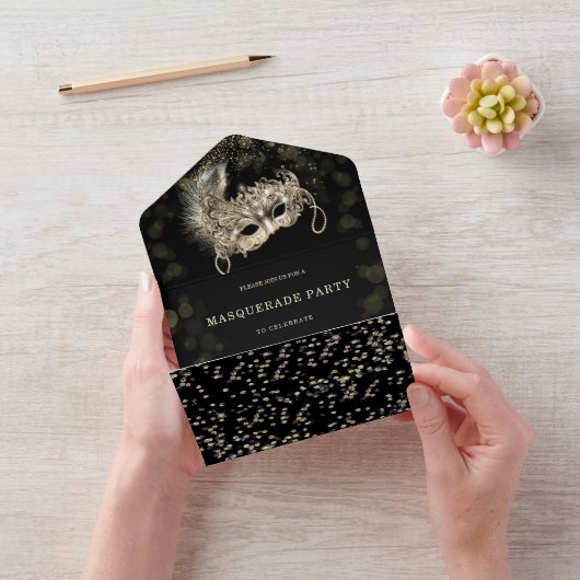 RSVPカードを使用したマスカレードパーティー オールインワン招待状 (ビデオ)