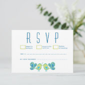 RSVPカードを結婚しているかわいい孔雀愛鳥 出欠カード (スタンド正面)