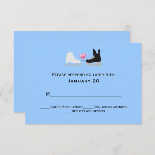 RSVPカードを結婚しているアイススケーター 出欠カード (正面/裏面)