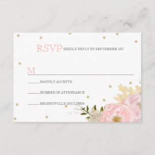 RSVPカードを結婚しているグリッターのシャクヤク 出欠カード