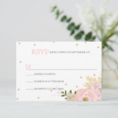 RSVPカードを結婚しているグリッターのシャクヤク 出欠カード (スタンド正面)