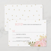 RSVPカードを結婚しているグリッターのシャクヤク 出欠カード (正面/裏面)
