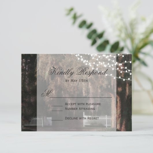 RSVPカードを結婚しているライト素朴なカシの一連 出欠カード (スタンド正面)