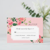 RSVPカードを結婚しているヴィンテージのバラ 出欠カード (スタンド正面)