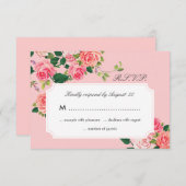 RSVPカードを結婚しているヴィンテージのバラ 出欠カード (正面/裏面)