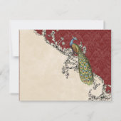 RSVPカードを結婚しているヴィンテージの孔雀及びエッチング 出欠カード (裏面)