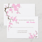 RSVPカードを結婚している甘い桜 出欠カード (正面/裏面)