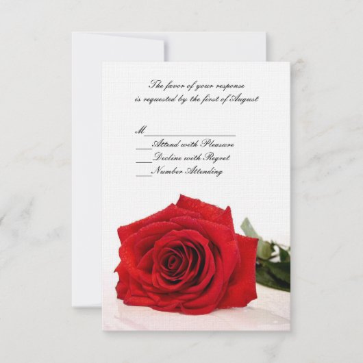 RSVPカードを結婚している赤いバラ 出欠カード (正面)