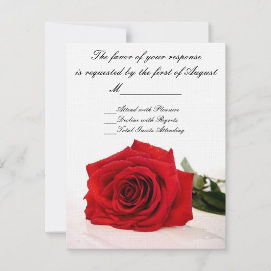 RSVPカードを結婚している赤いバラ 出欠カード (正面)