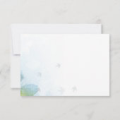 RSVPカードを結婚している青いオリーブ色の群葉の鳥 出欠カード (裏面)