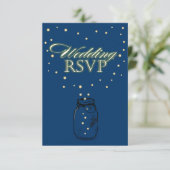 RSVPカードを結婚している青いメーソンジャーのホタル 出欠カード (スタンド正面)