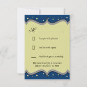 RSVPカードを結婚している青いメーソンジャーのホタル 出欠カード (裏面)