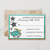 RSVPカードを結婚するお洒落なビーチの行先 出欠カード (正面/裏面)