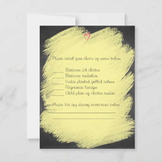 RSVPカードを結婚するお洒落な愛鳥の黒板 出欠カード (裏面)