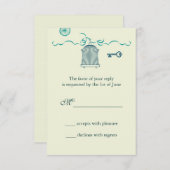 RSVPカードを結婚するお洒落な鳥かご 出欠カード (正面/裏面)