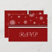 RSVPカードを結婚するお祝いの雪片のクリスマス 出欠カード (正面/裏面)