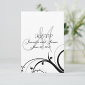 RSVPカードを結婚することは正方形の招待のために渦巻きます 出欠カード (スタンド正面)